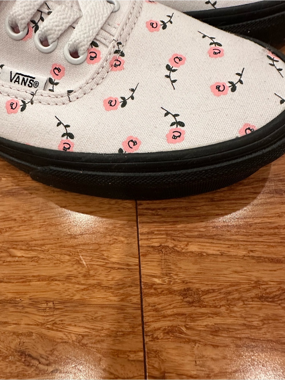 Vans White Canvas Low-Top Sneakers with Pink Rose Print - Picture 4 of 4